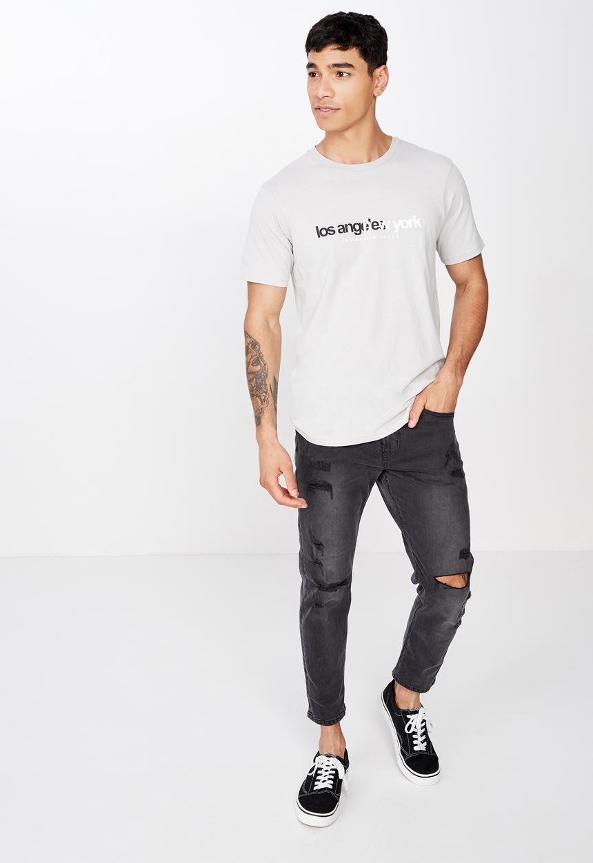 Cotton On - Tbar text T-shirt - grey