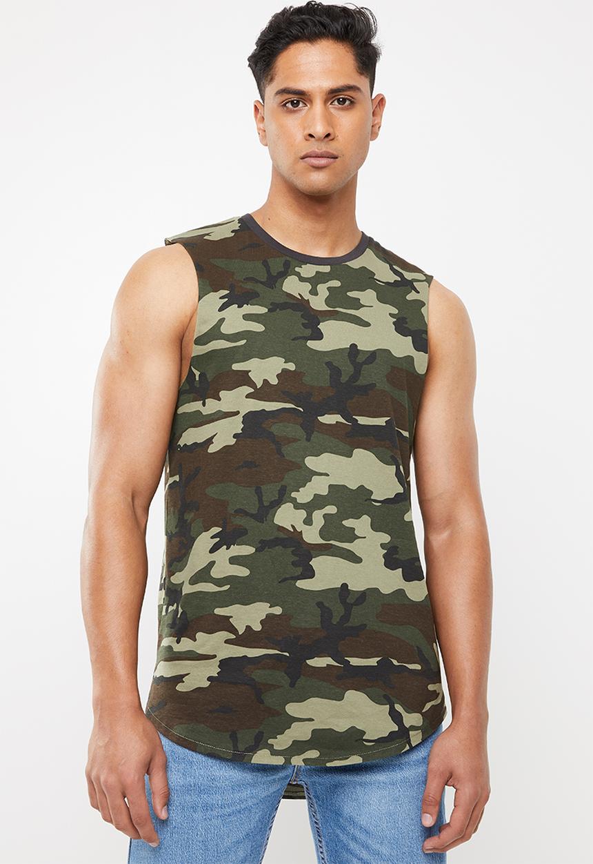 Cotton On - Longer length curve hem muscle tank top - green