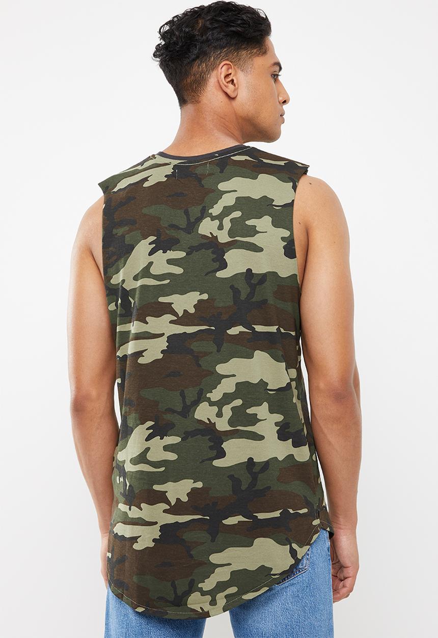 Cotton On - Longer length curve hem muscle tank top - green