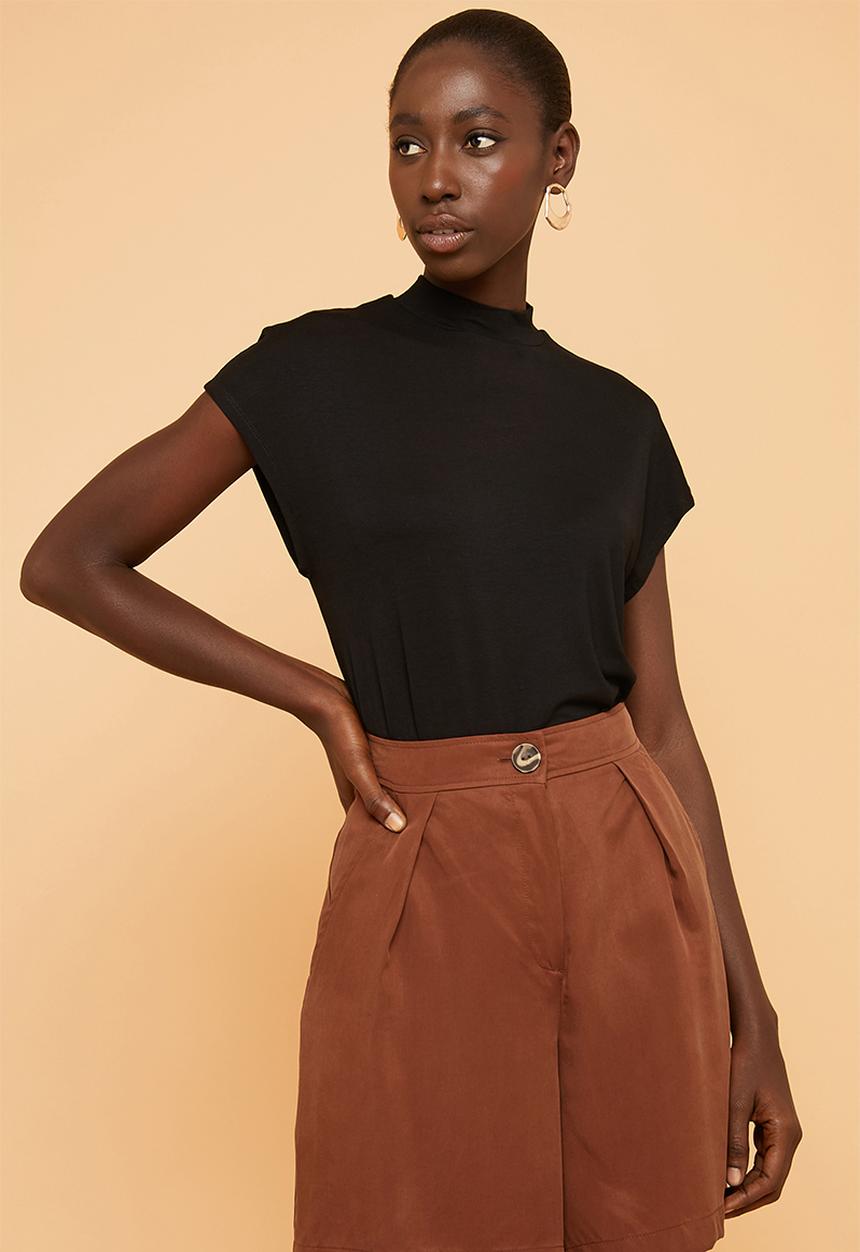 Superbalist - High neck soft feel tee - black