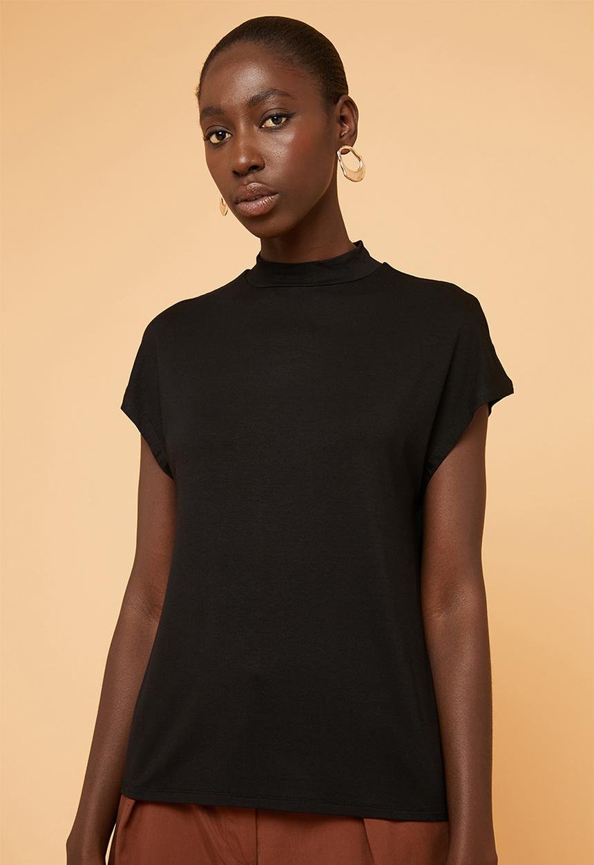 Superbalist - High neck soft feel tee - black