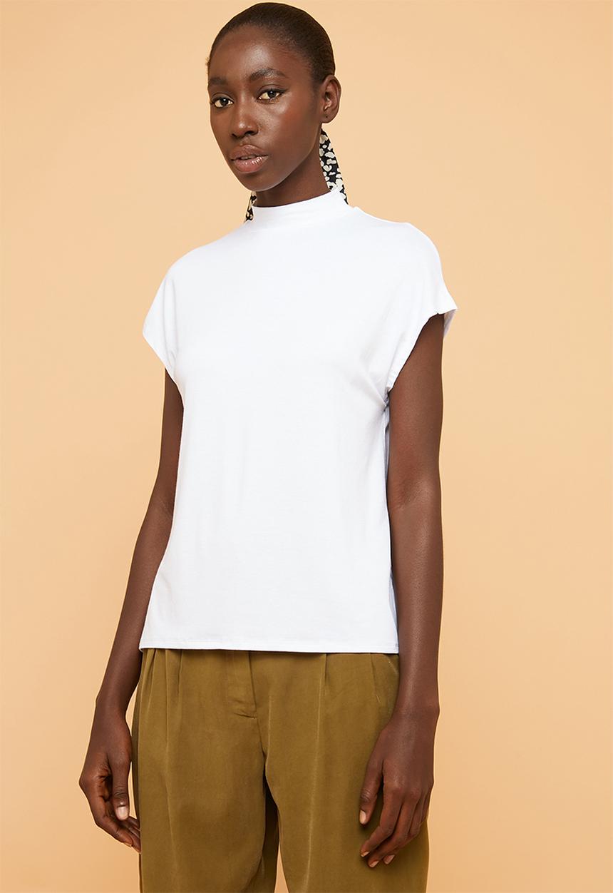 Superbalist - High neck soft feel tee - white