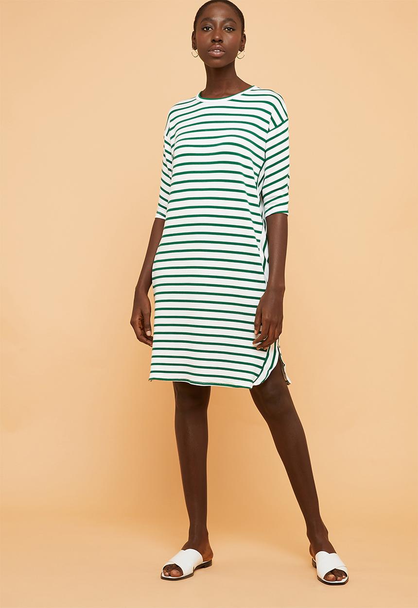Superbalist - Relaxed tee dress - green & white