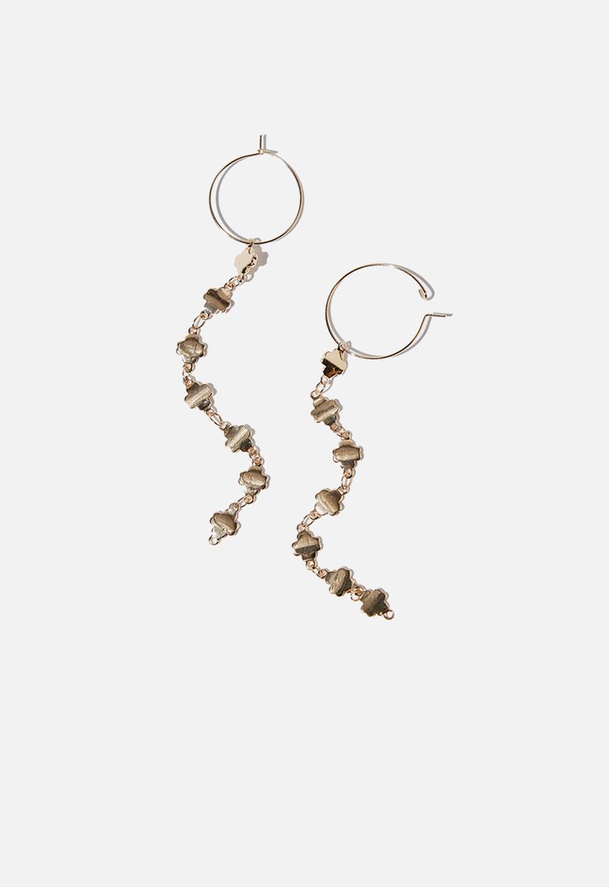 Cotton On - Rocket modern metals chain hoop ear - gold