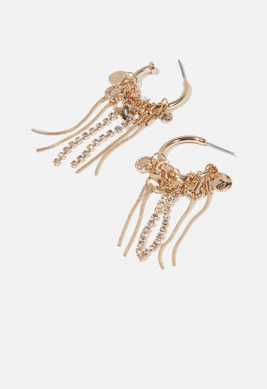 Cotton On - Tambourine modern metals hoop ear - gold
