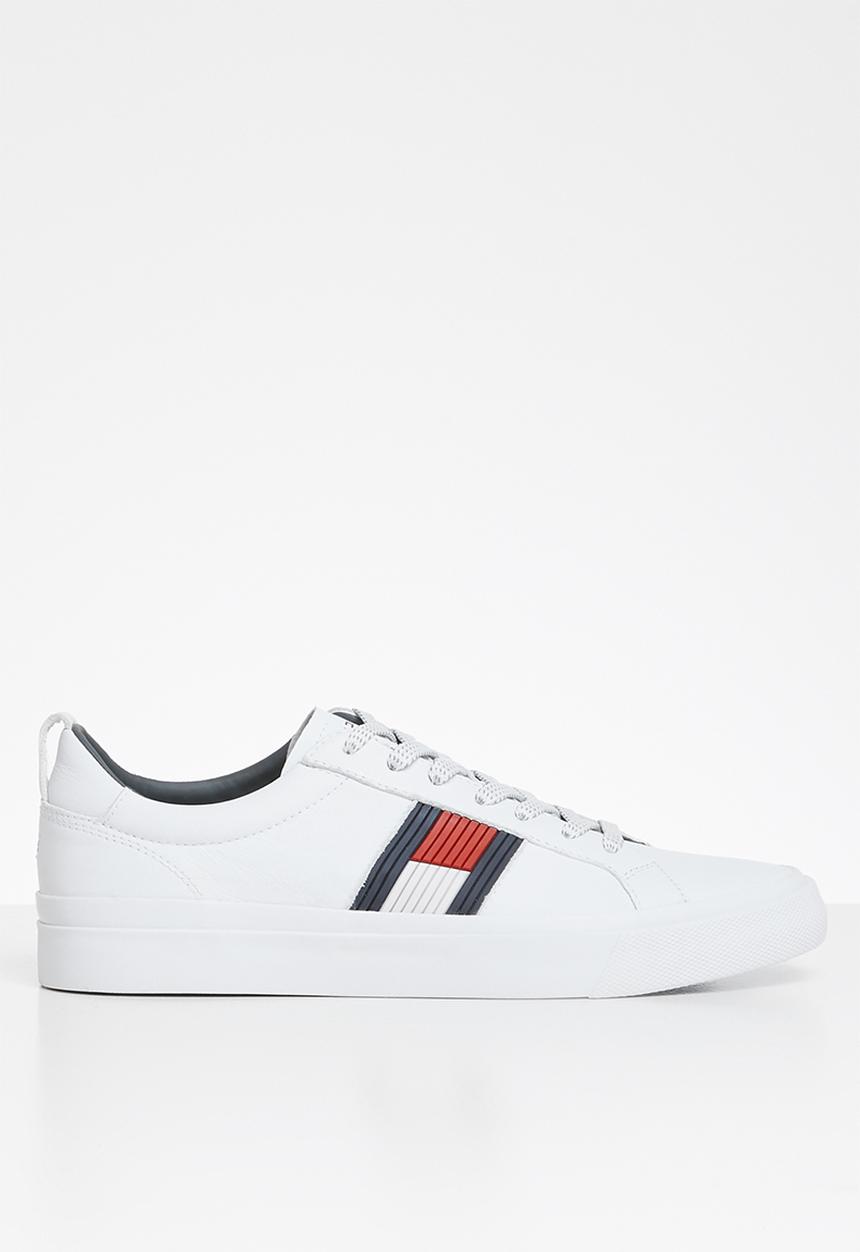 Tommy Hilfiger - Leather flag detail sneaker - white
