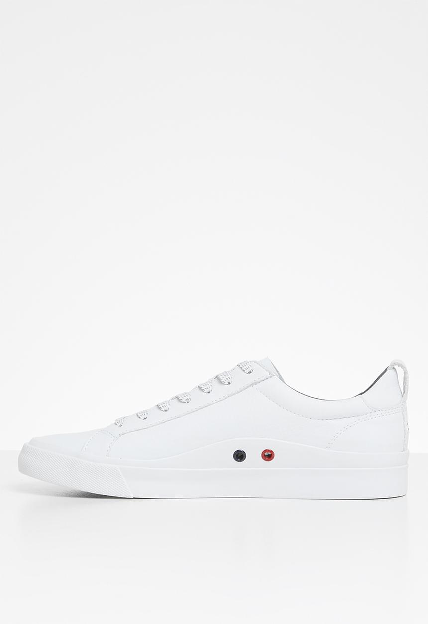 Tommy Hilfiger - Leather flag detail sneaker - white