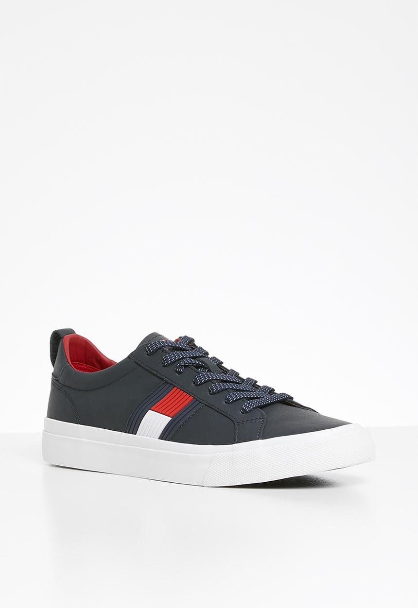 Tommy Hilfiger - Leather flag detail sneaker - navy