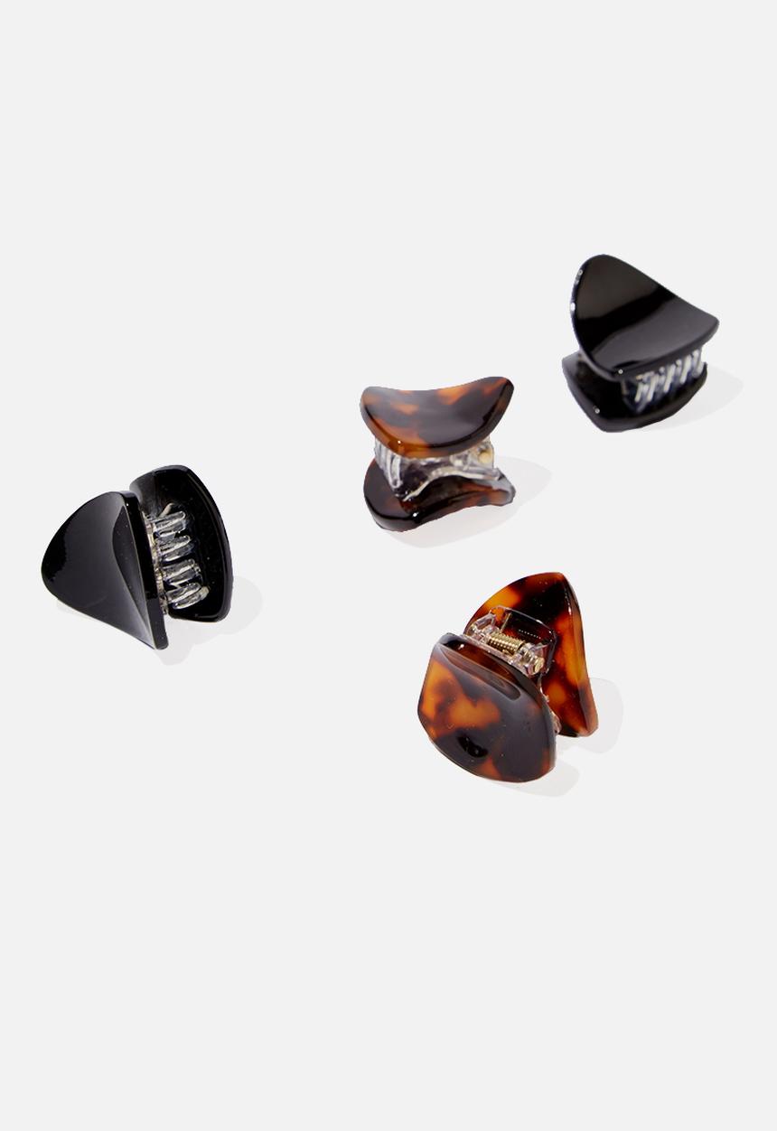 Cotton On - 4 Pack mini clips - black & brown 