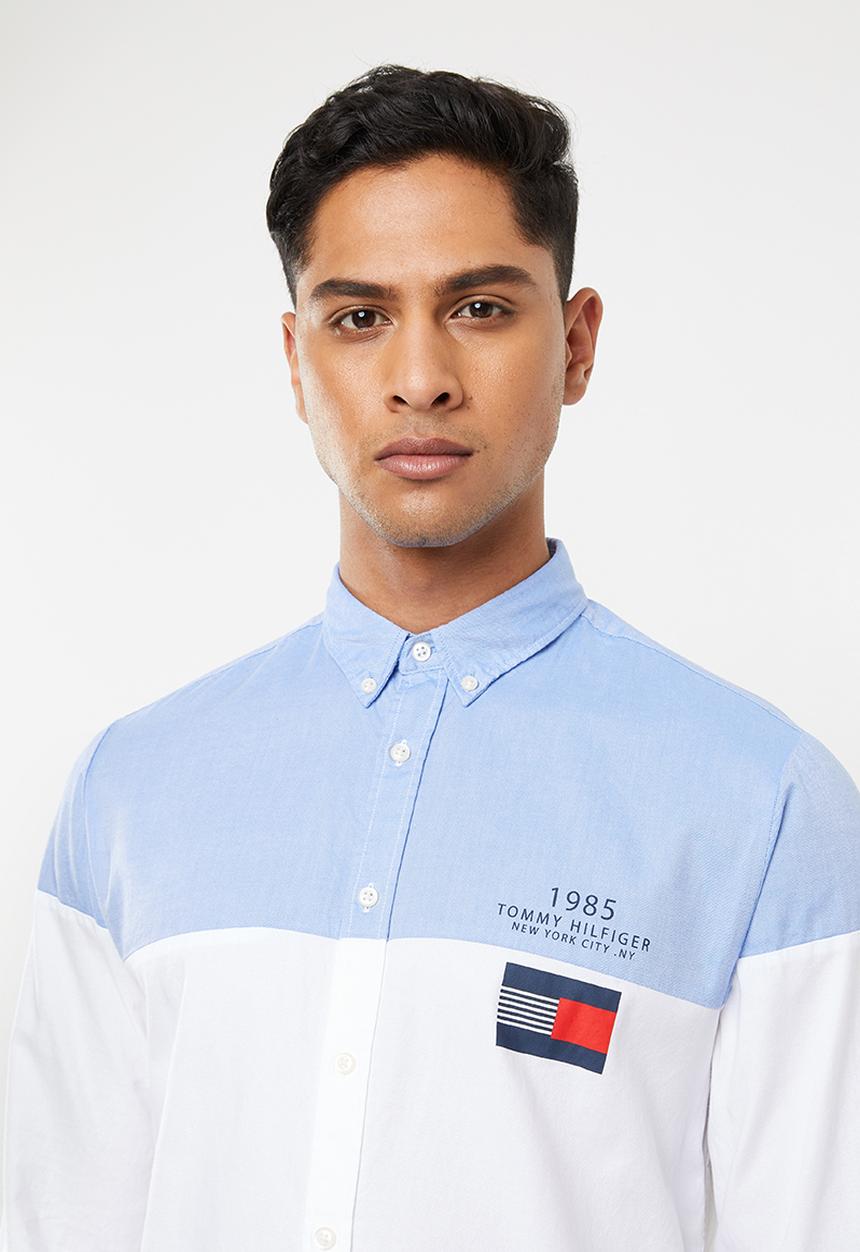 Tommy Hilfiger - Colourblock shirt - blue & white