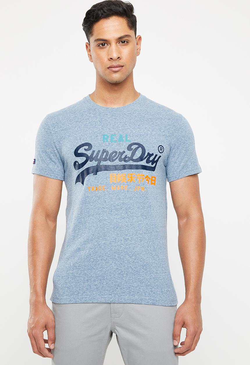 Superdry. - Vintage logo neon lite tee - blue