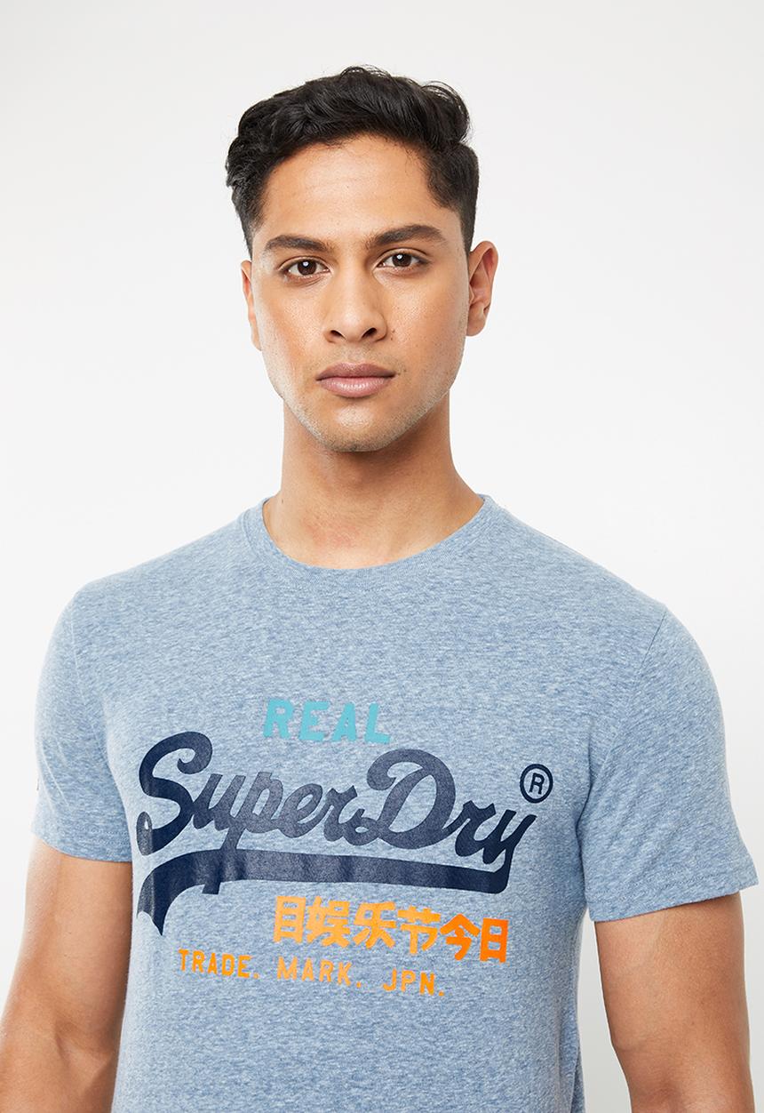 Superdry. - Vintage logo neon lite tee - blue