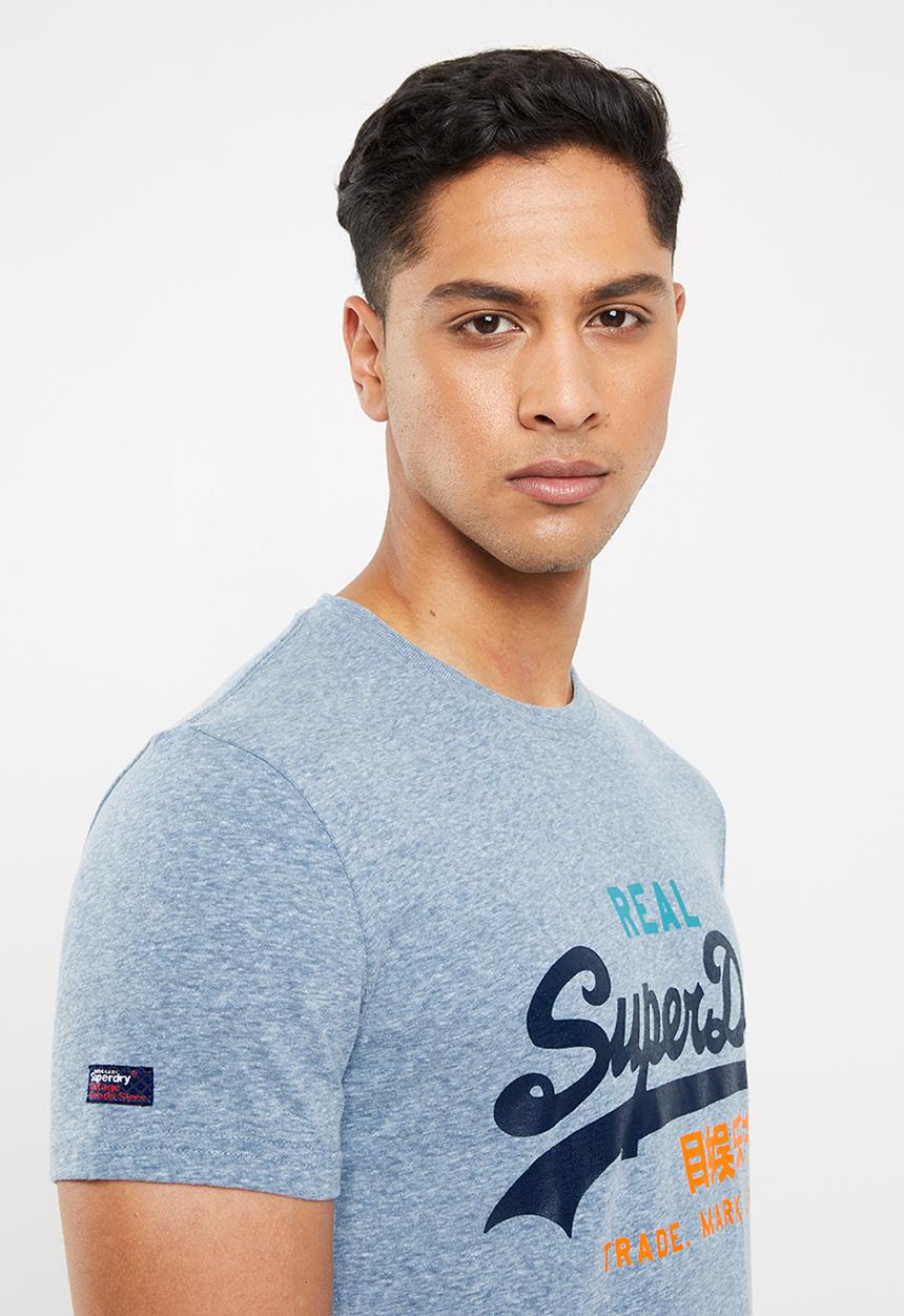 Superdry. - Vintage logo neon lite tee - blue