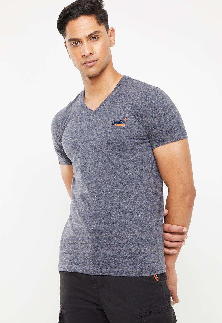 Superdry. - Orange label vintage embroidery v-neck tee - navy