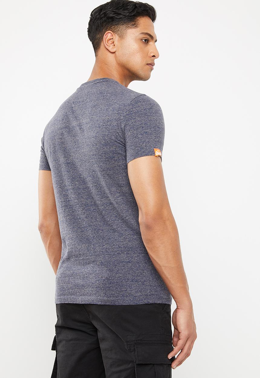 Superdry. - Orange label vintage embroidery v-neck tee - navy