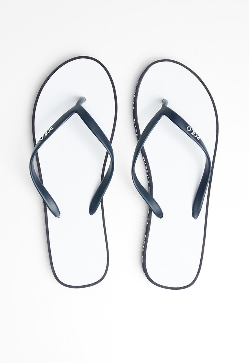 POLO - Sophia flip flops - white & navy