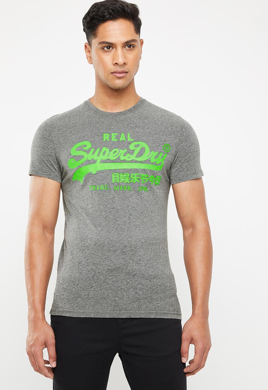 Superdry. - Vintage logo neon lite tee - grey