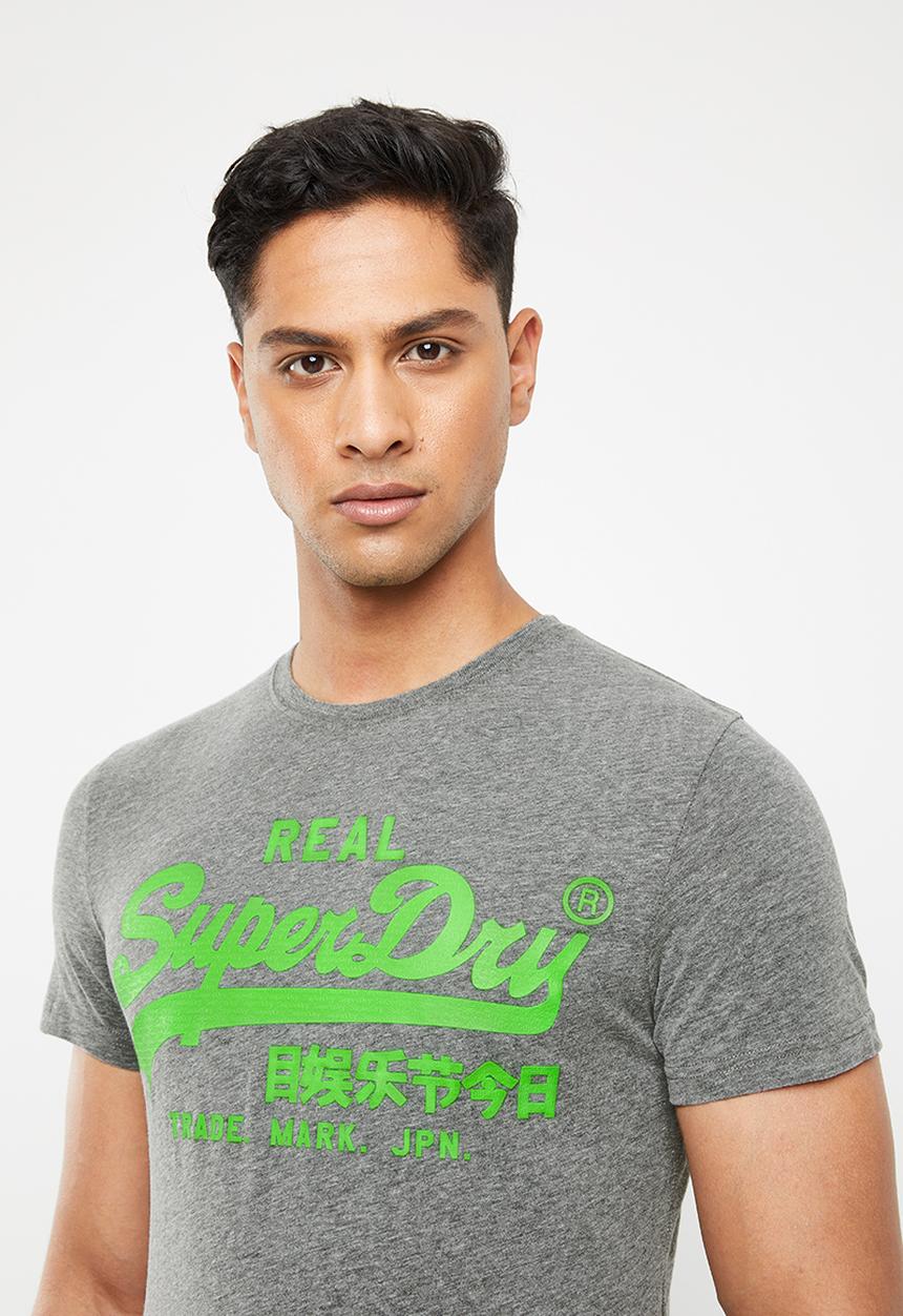 Superdry. - Vintage logo neon lite tee - grey