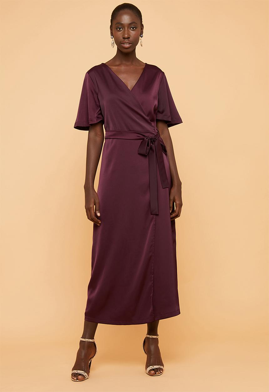 Superbalist - Wrap over kimono dress - burgundy