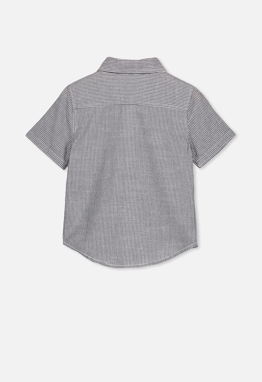 Cotton On - Resort short sleeve stripe shirt - black & white
