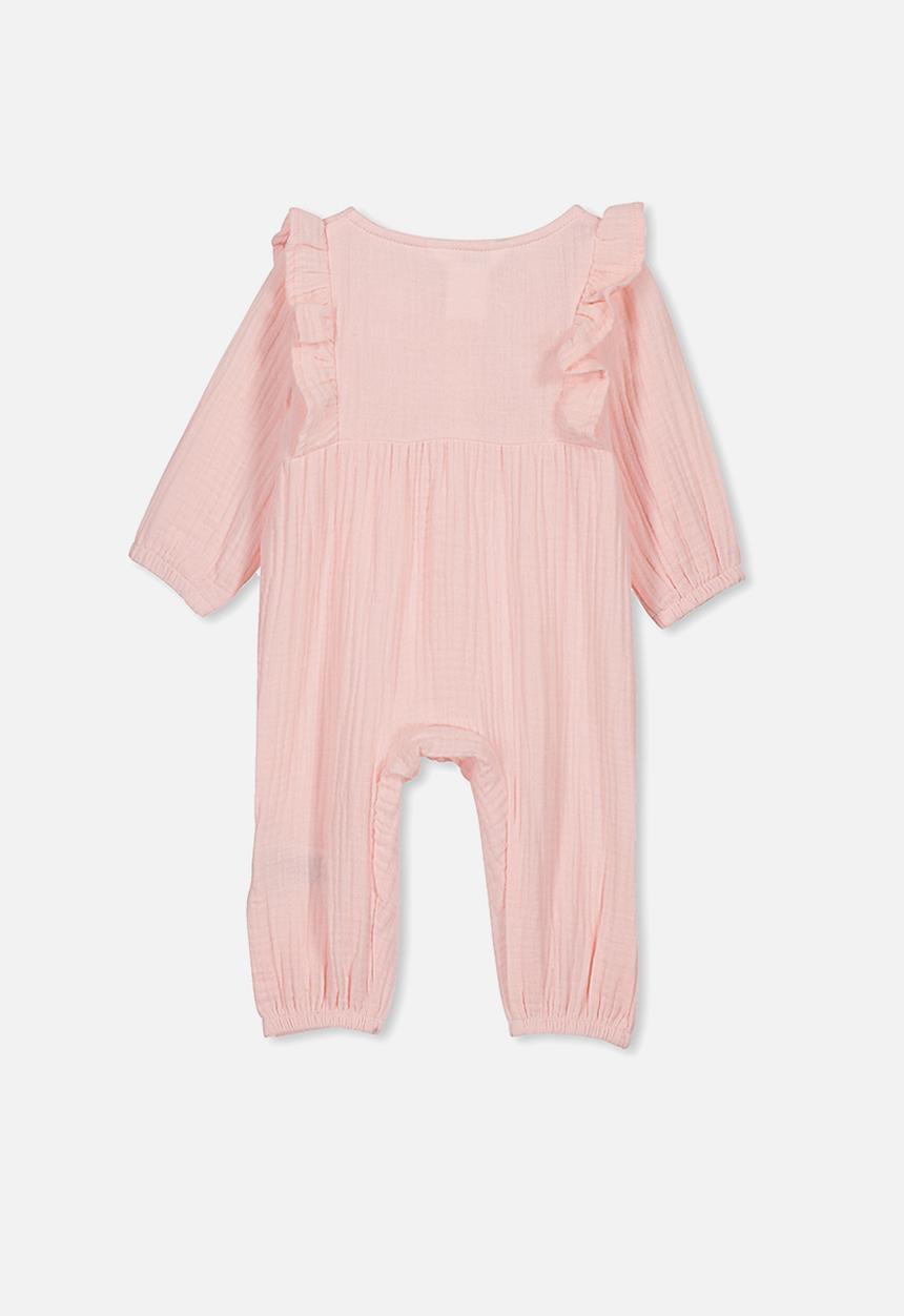 Cotton On - Rosie long sleeve ruffle romper - pink