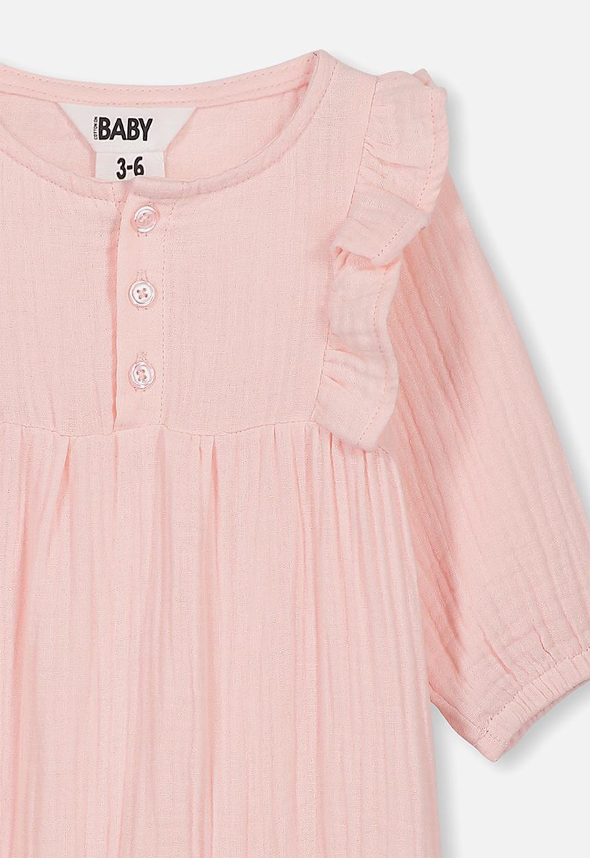 Cotton On - Rosie long sleeve ruffle romper - pink