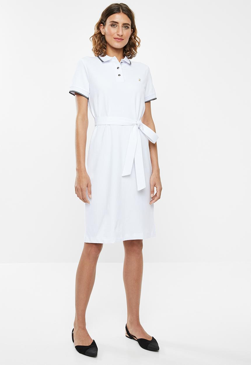 POLO - Kerry tie belt golfer dress - white