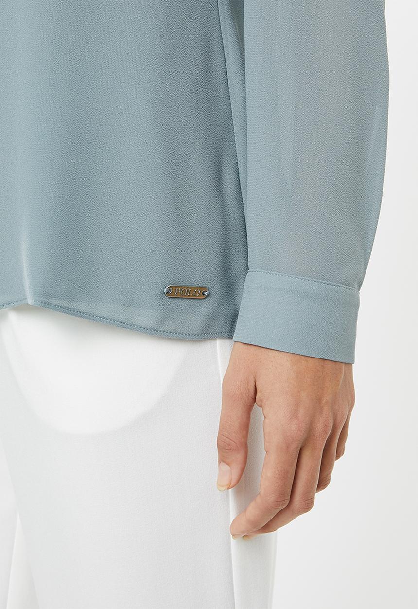 POLO - Lilly long sleeve pintuck blouse - blue