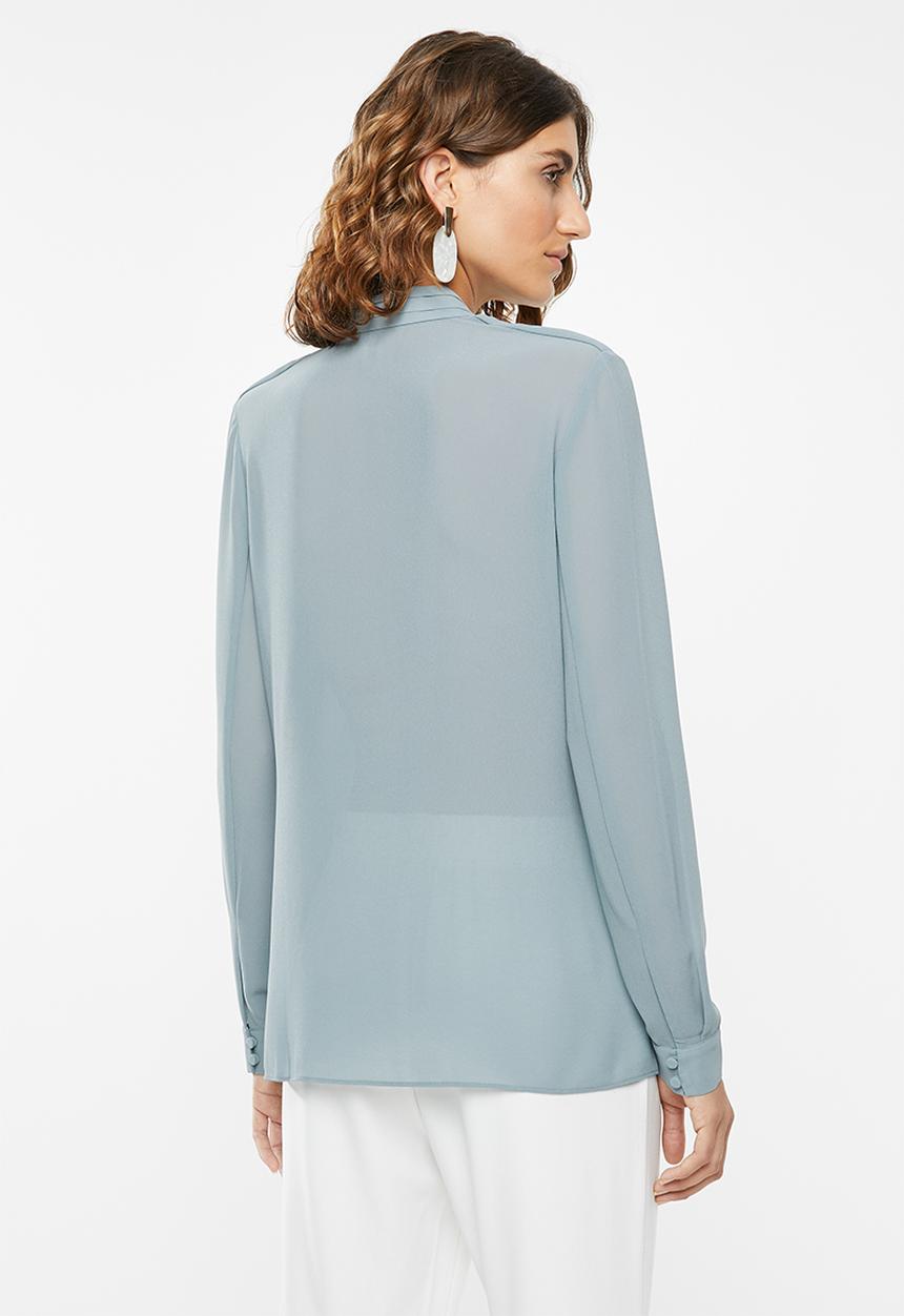 POLO - Lilly long sleeve pintuck blouse - blue