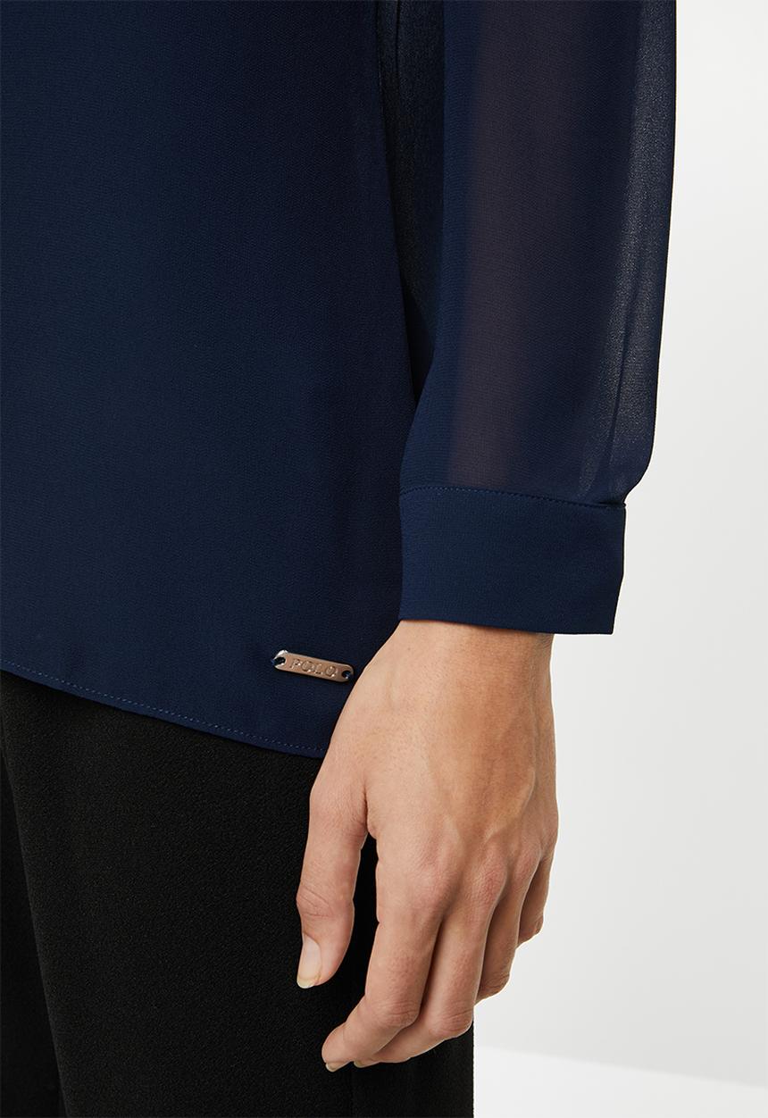 POLO - Lilly long sleeve pin tuck blouse - navy