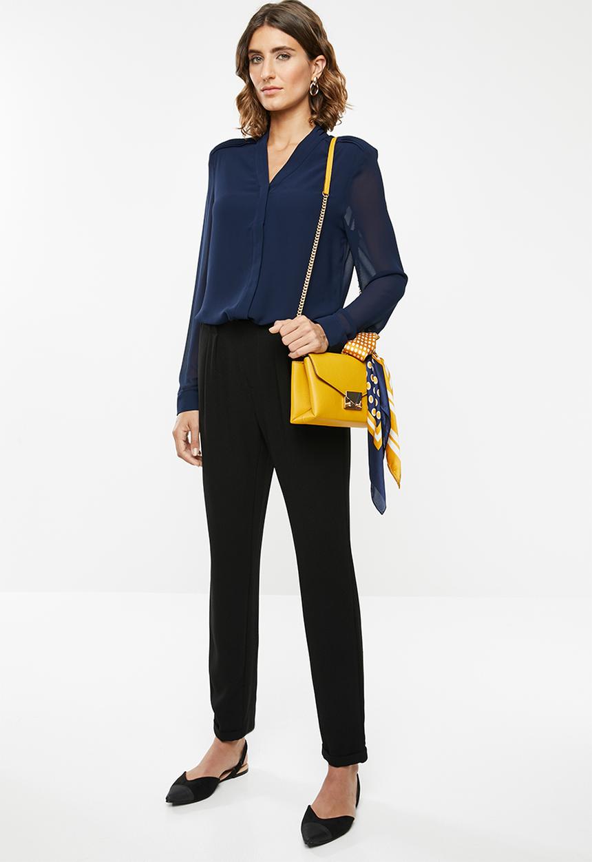 POLO - Lilly long sleeve pin tuck blouse - navy