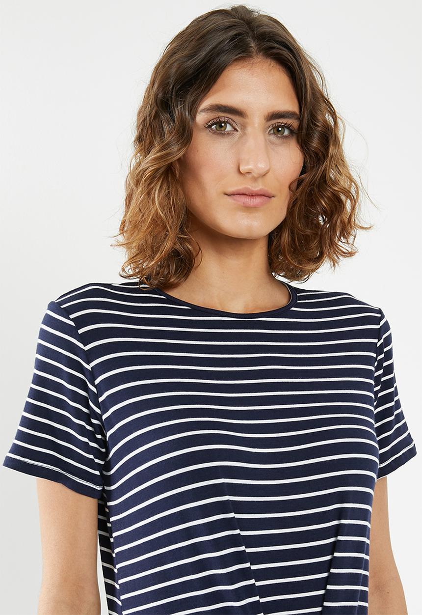 edit - Knot front tee - navy & white
