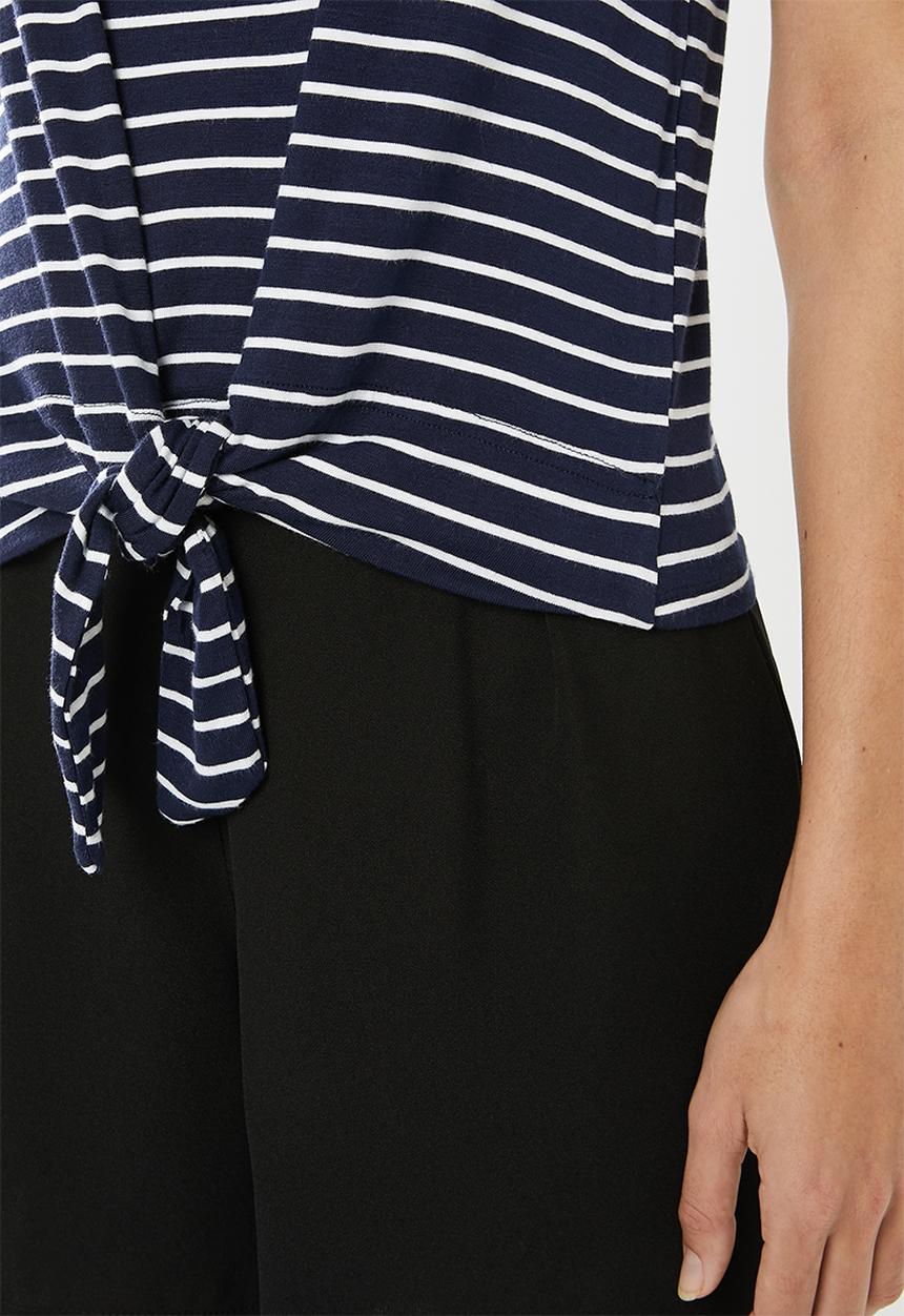 edit - Knot front tee - navy & white