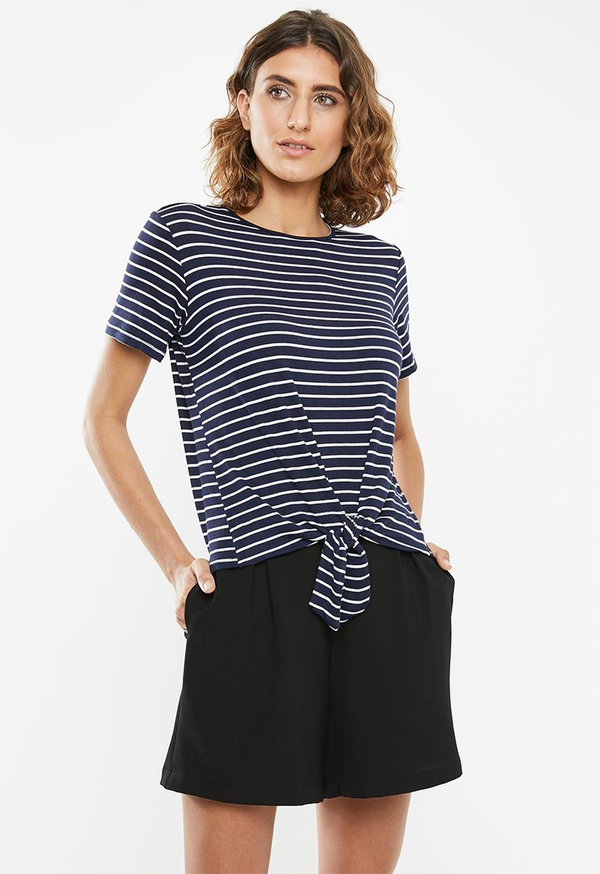edit - Knot front tee - navy & white