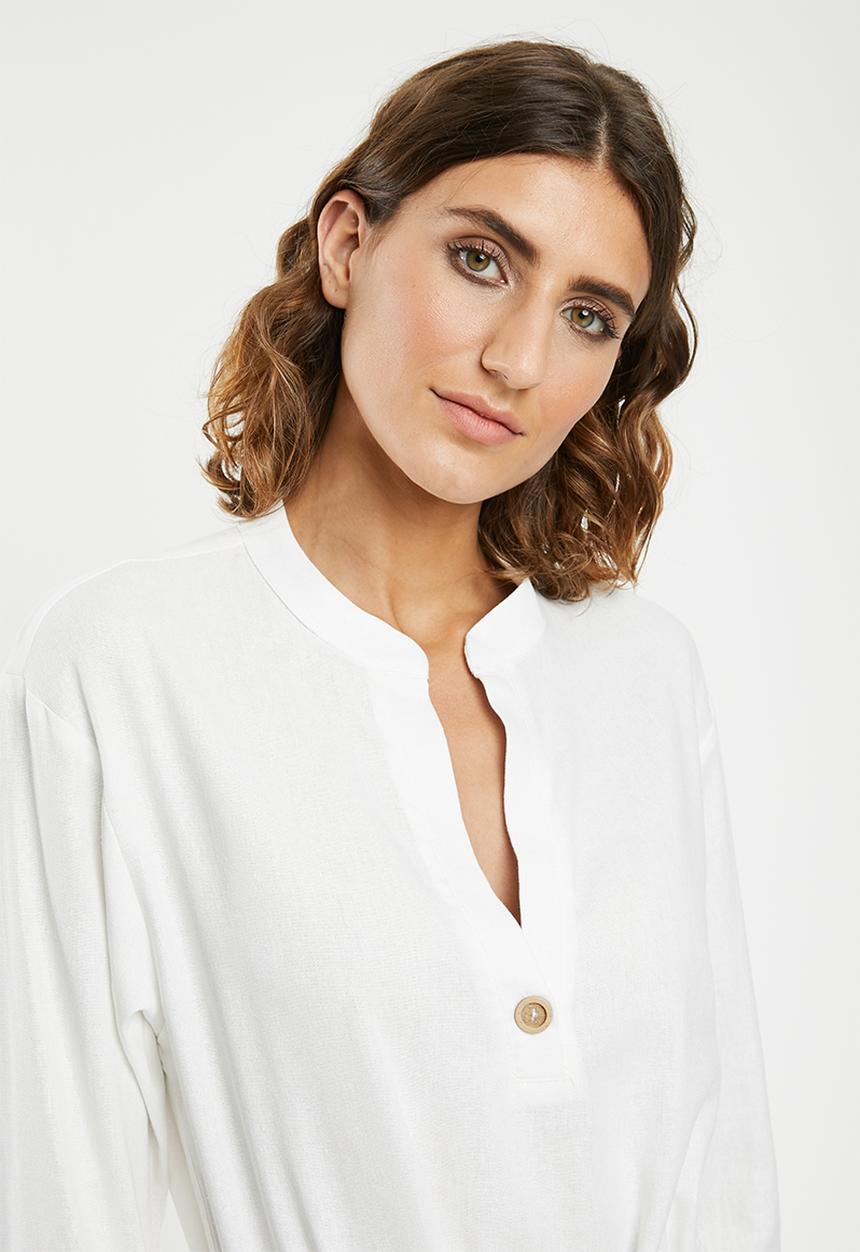 edit - Linen rope front dress - white