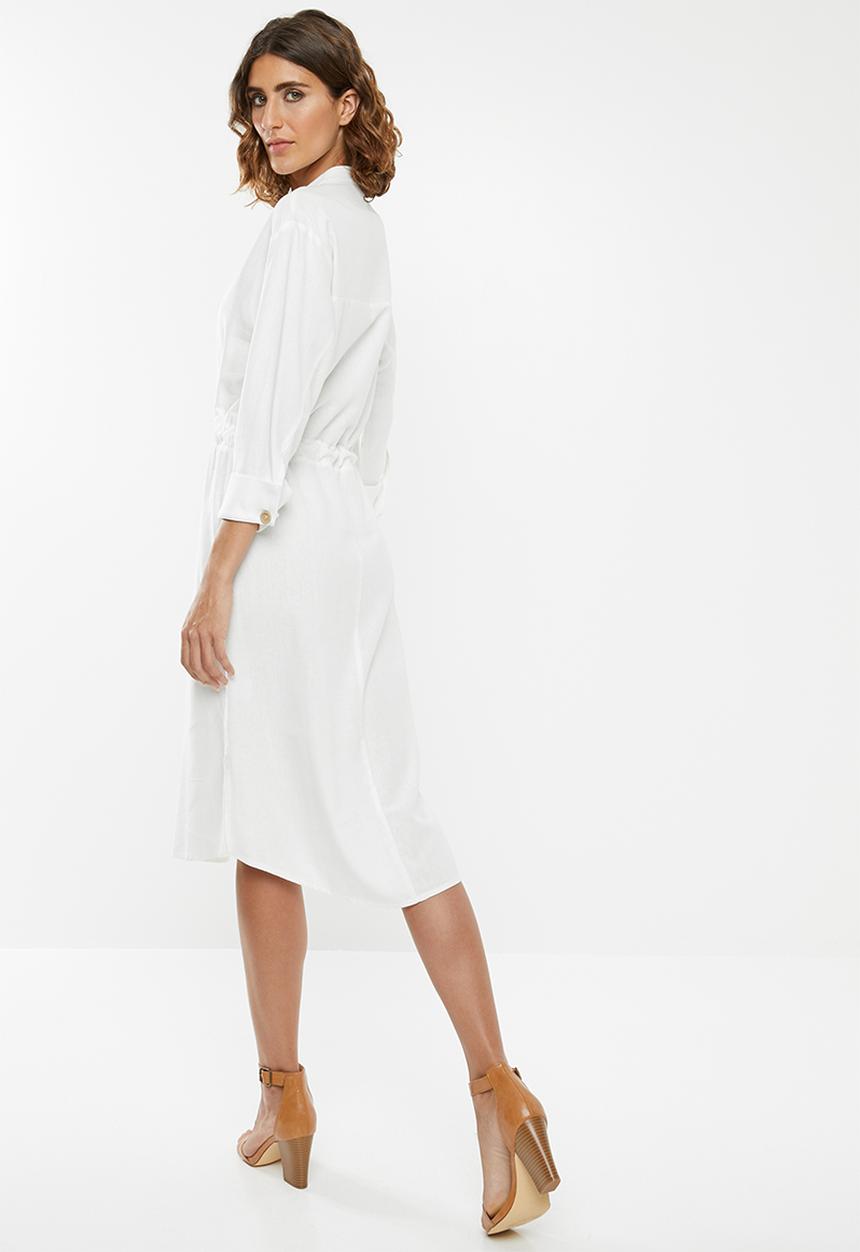 edit - Linen rope front dress - white