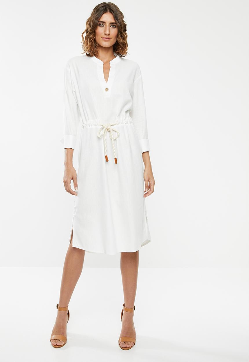edit - Linen rope front dress - white