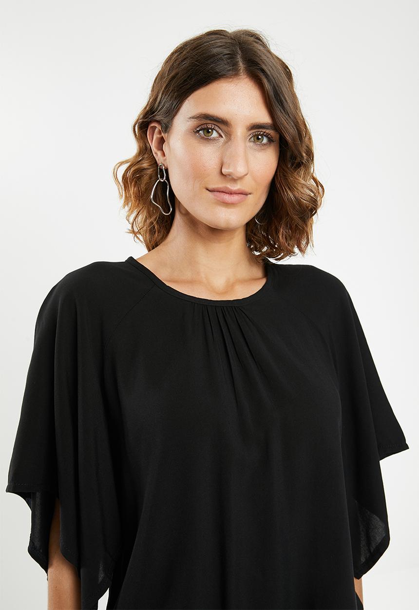 edit - Volume sleeve blouse - black
