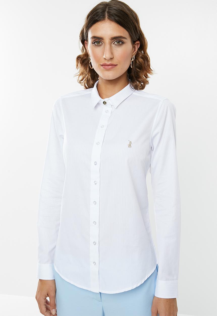 POLO - Laura dobby shirt - white