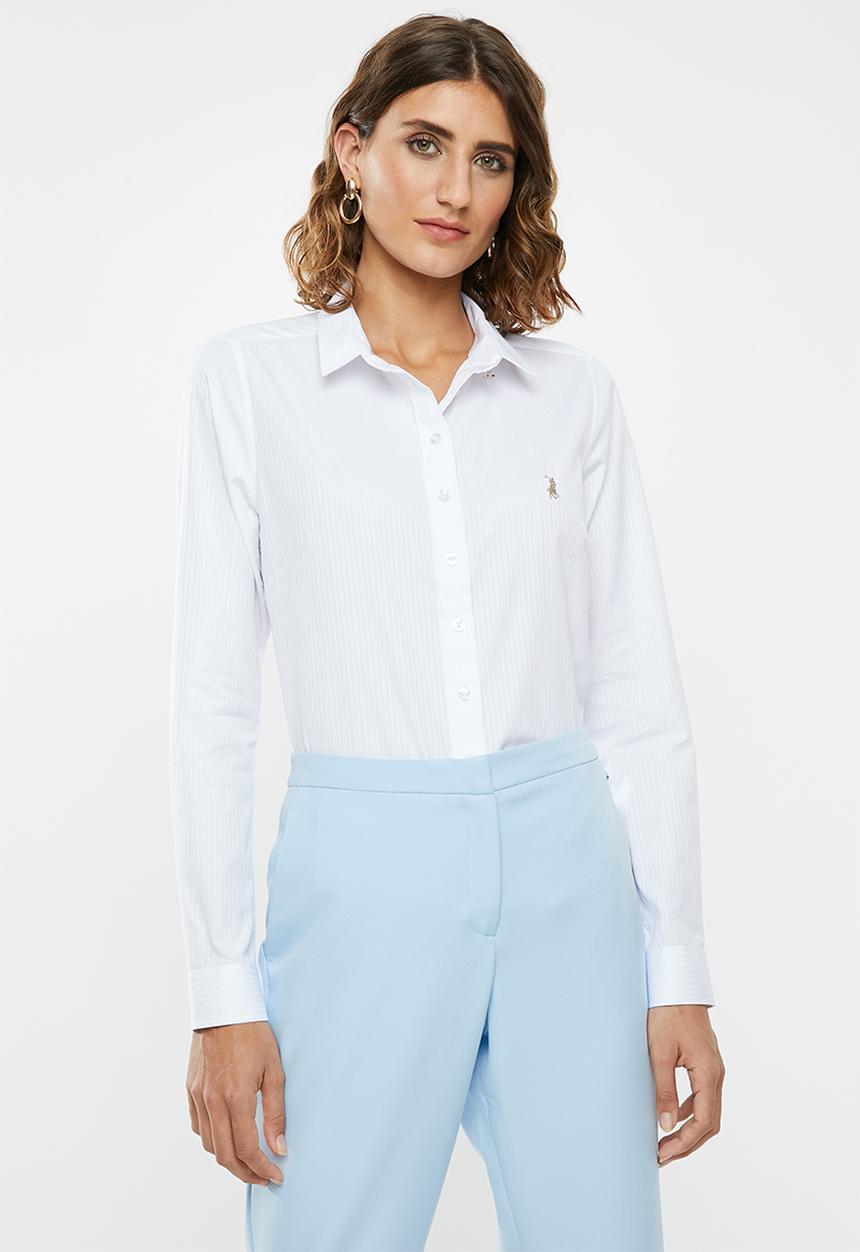 POLO - Laura dobby shirt - white