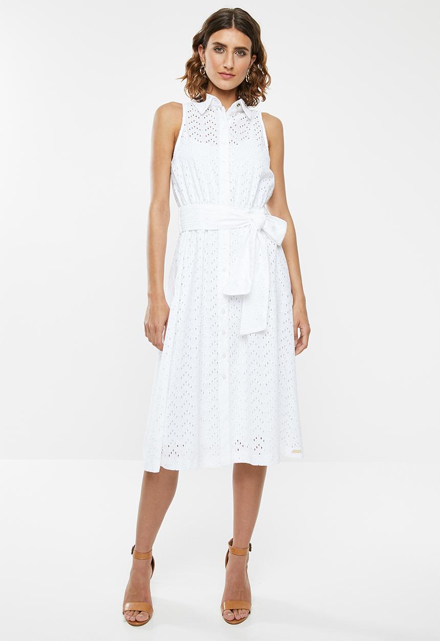 POLO - Dawson anglaise dress - white