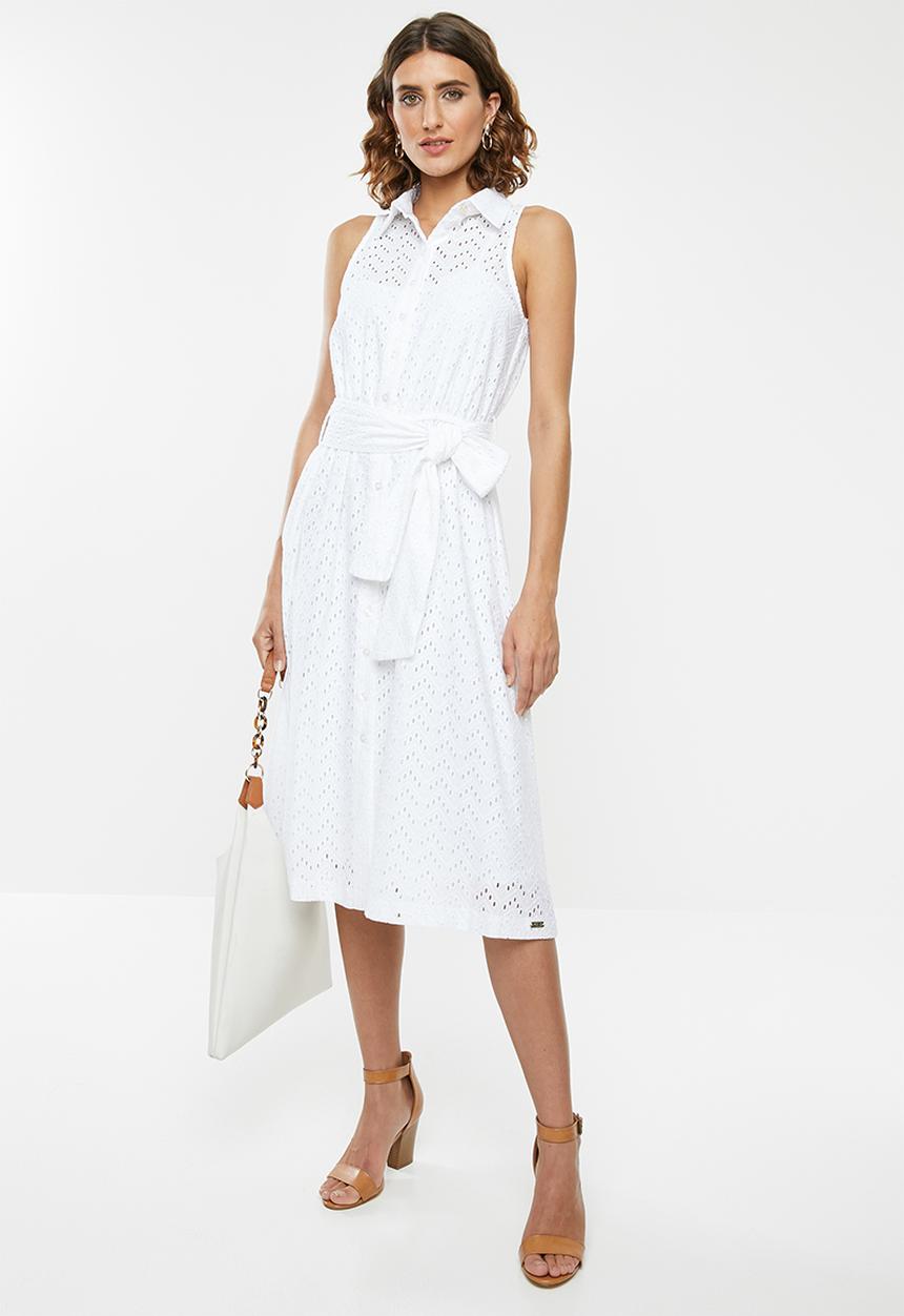 POLO - Dawson anglaise dress - white