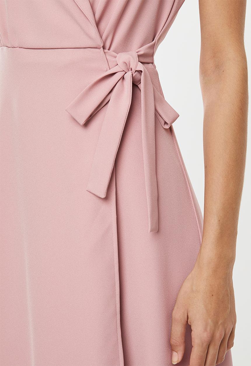 edit - Sleeveless wrap dress with collar - pink