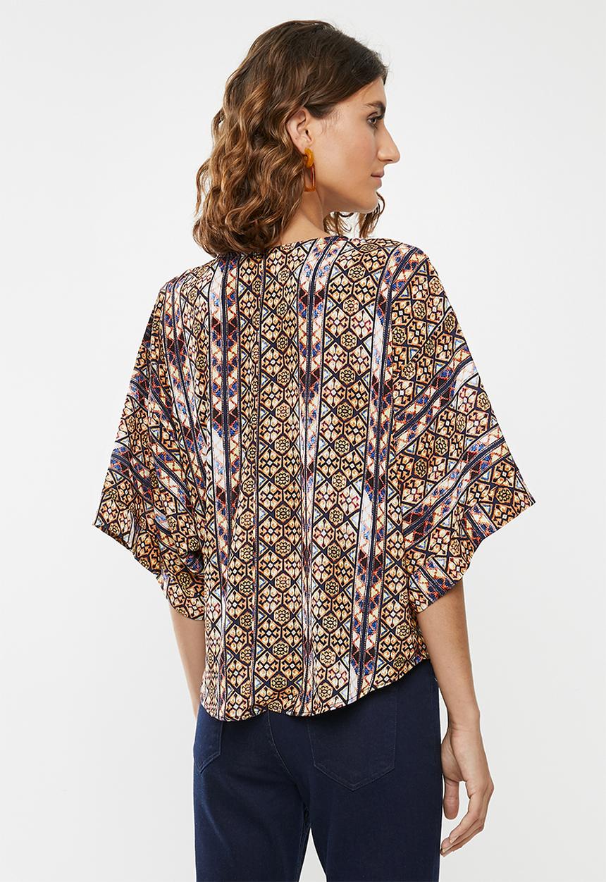 edit - Tie front boxy blouse - multi
