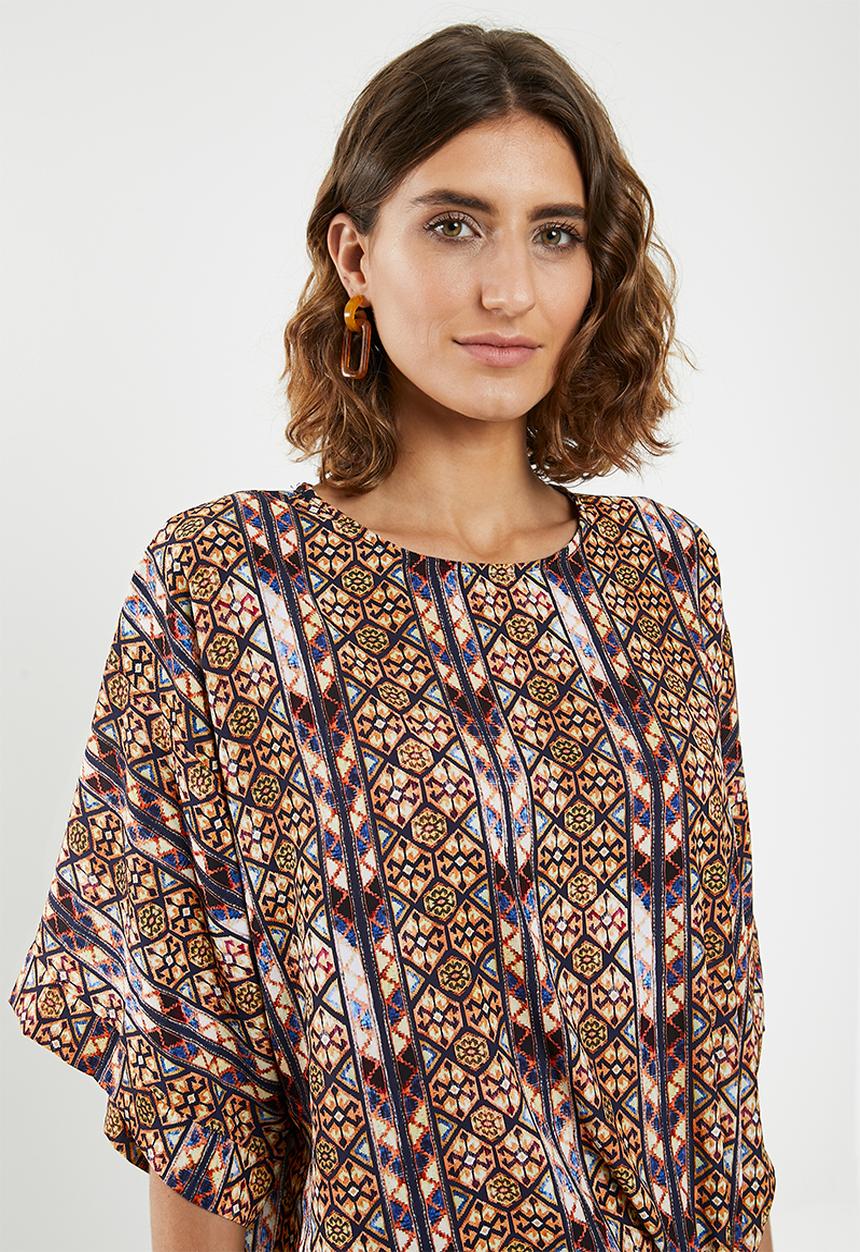 edit - Tie front boxy blouse - multi