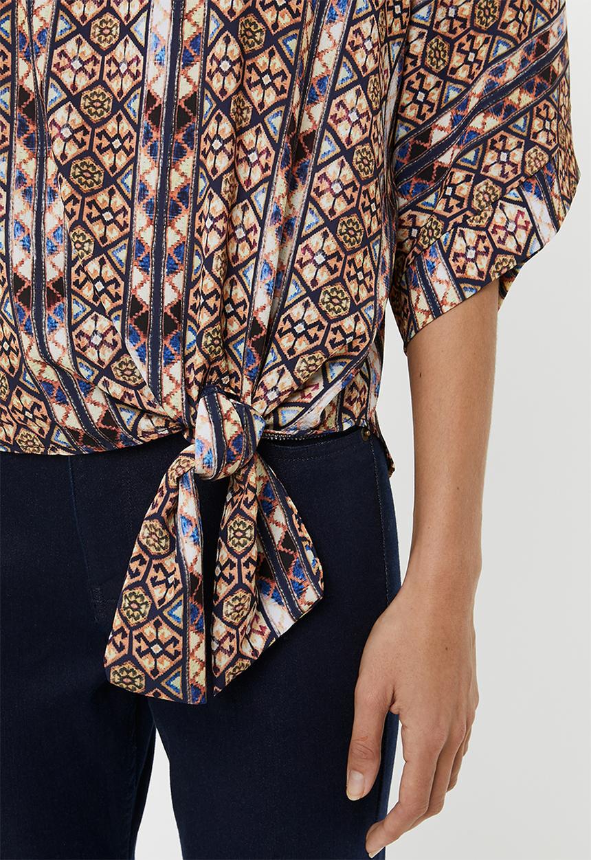 edit - Tie front boxy blouse - multi