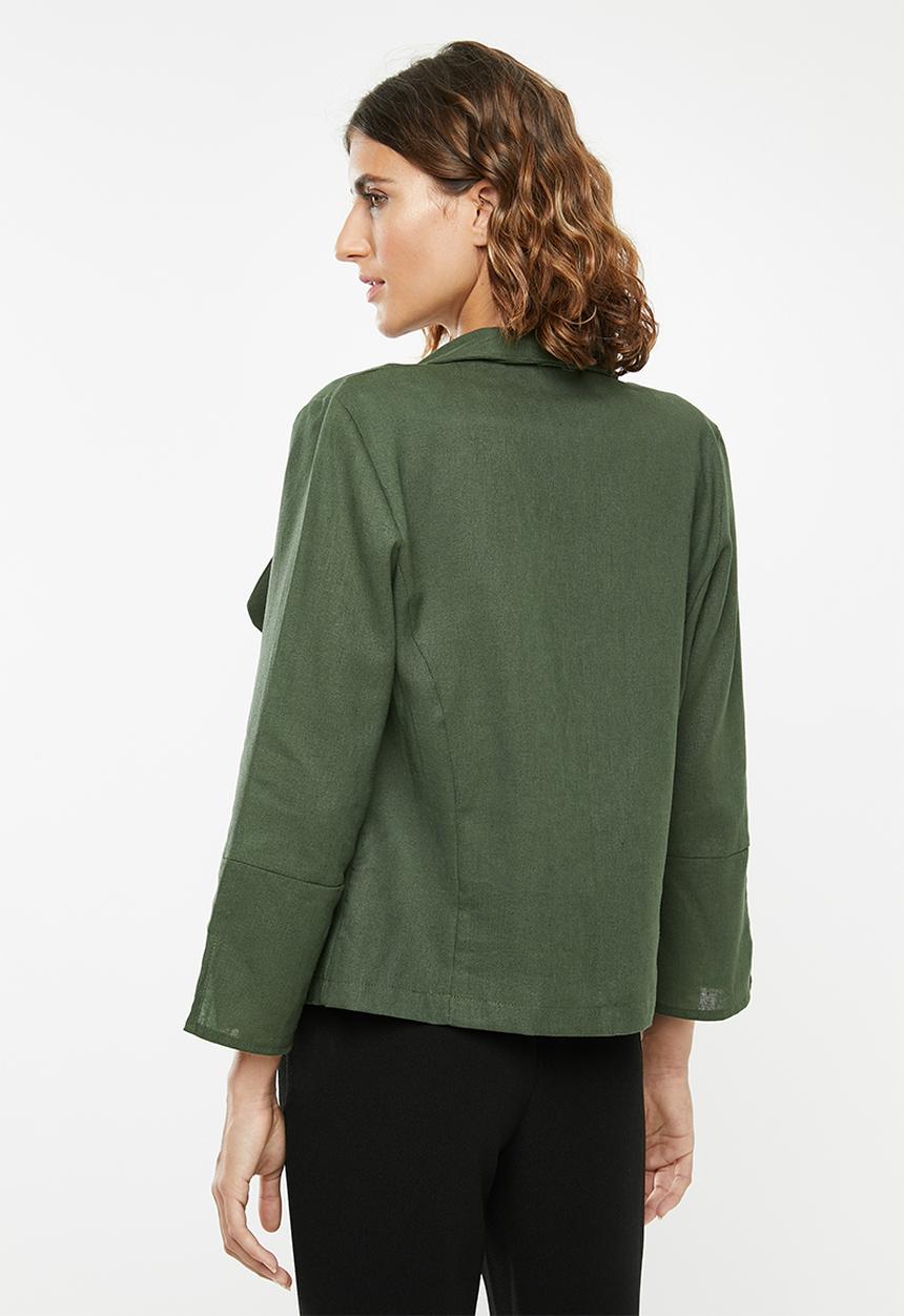 edit - Linen blend Soft jacket - green