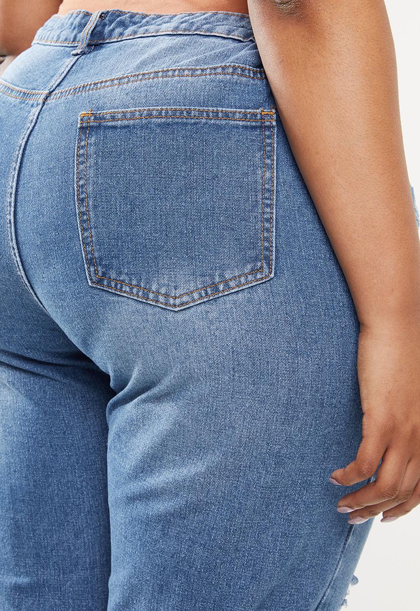 Missguided - Curve riot super ripped mom jean - blue