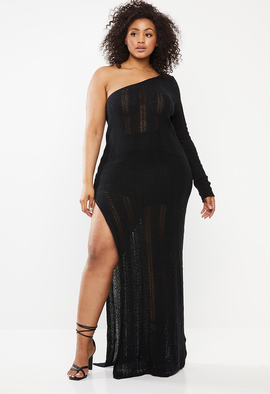 Missguided - Curve one shoulder maxi dress - black