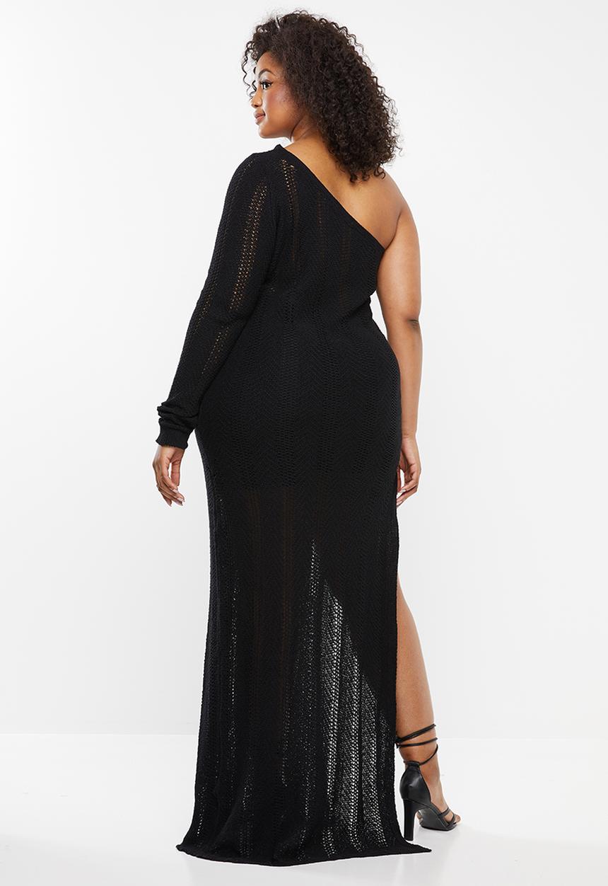 Missguided - Curve one shoulder maxi dress - black